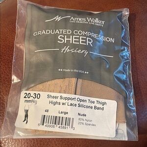 Ames Walker Sheer Support Open Toe Thigh Highs